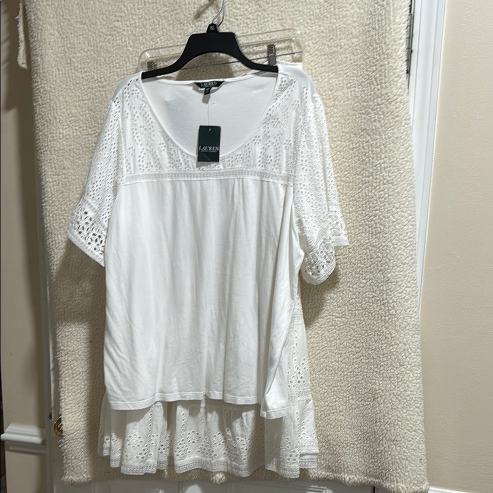 Lauren Ralph Lauren White Eyelet 2 piece skirt set